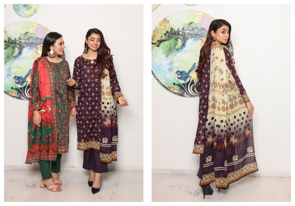 JAWED ARTS ZEBTAN –  3PC UNSTITCHED SUIT Design: 4