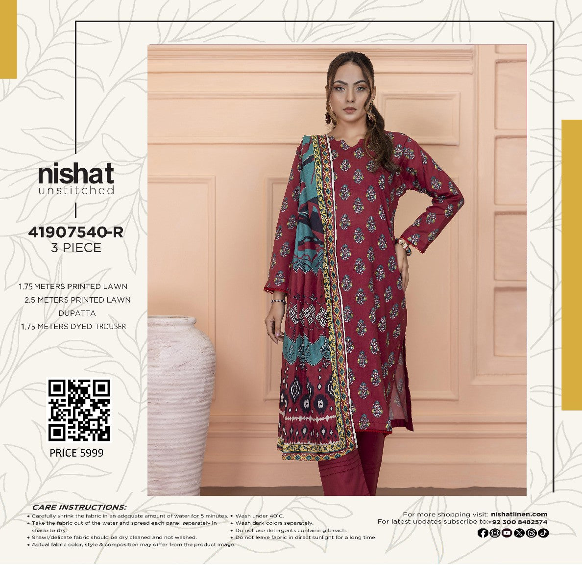 Nishat Printed Lawn 3P In Wholesale Price