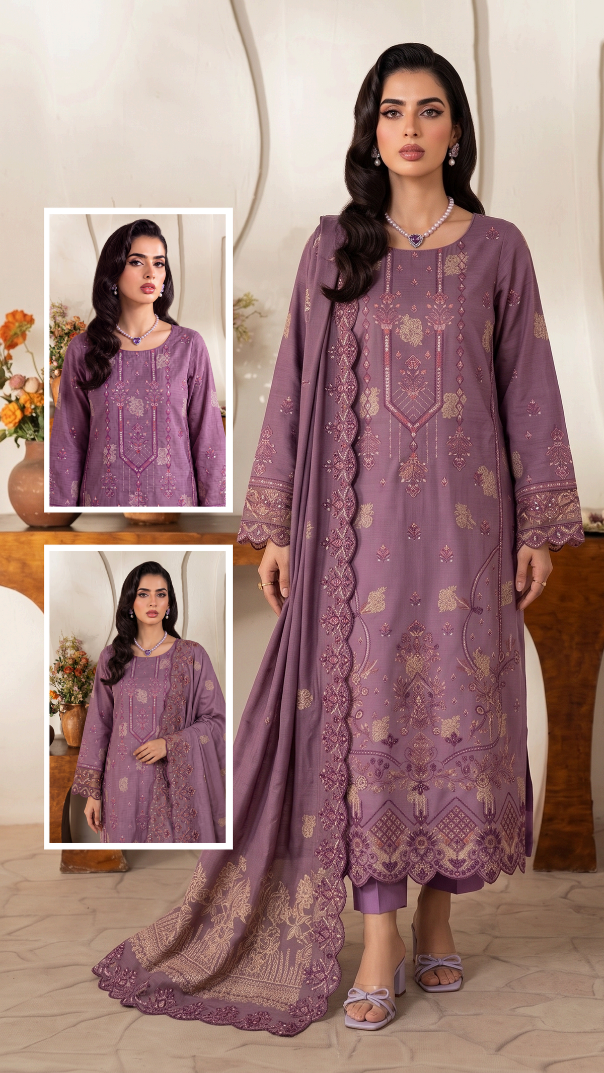 Bonanza Satrangi Plum Luxe Jacquard 3Pcs