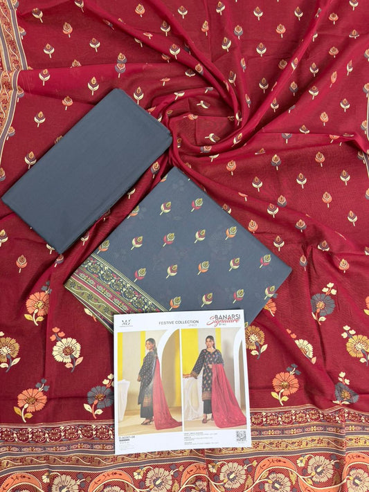 BANARSI BY MJ SIGNATURE DIGITAL PRINTED 3PC LAWN COLLECTION Design #D-A0301-08