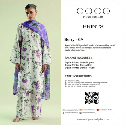 COCO Berry - 6A - PRINTS 3PCS UNSTITCHED COLLECTION