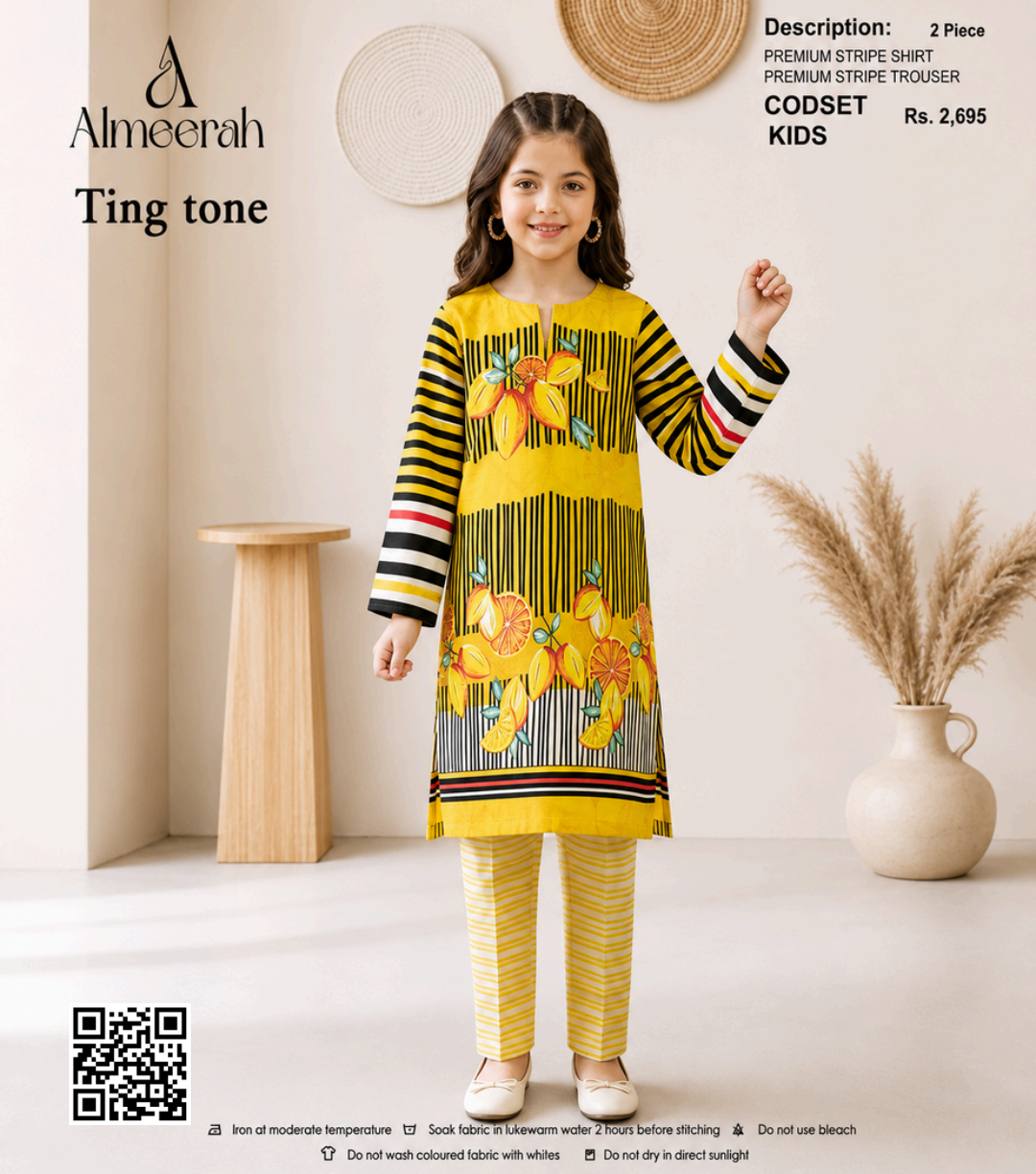 Almeerah Ting Tone Unstitched Kids 2Pcs Collection