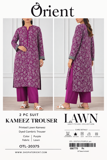 ✨ORIENT 100% ORIGINAL Unstitched Lawn 2 Piece ✨ Design: OTL-20375