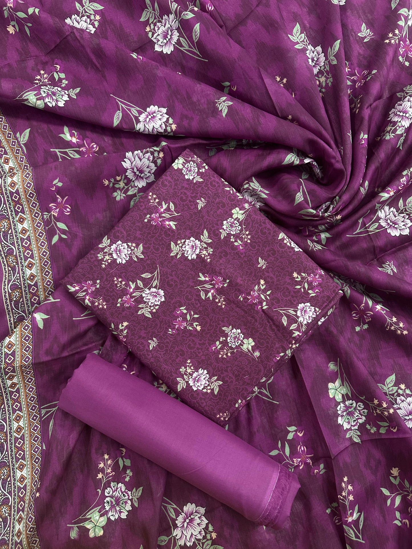 Khaadi Purple Flourl Printed 3Pcs