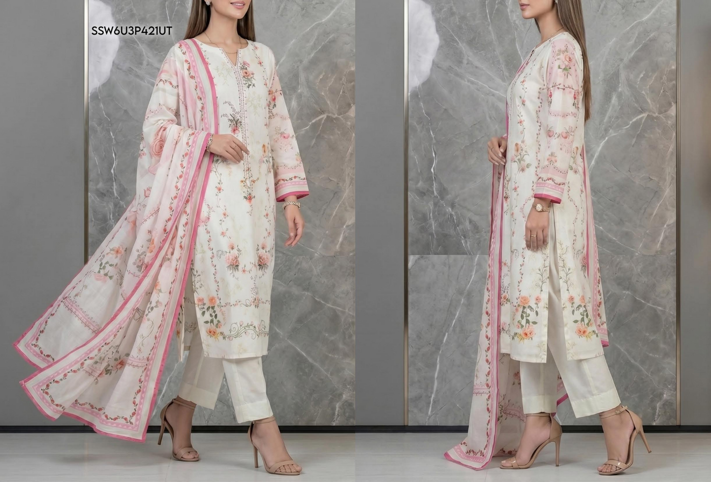 Eshaal Premium 3PC Lawn Collection Design No# SSW6U3P421UT