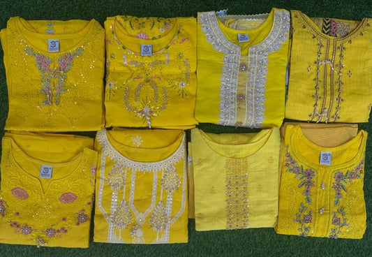 BQ EMBROIDERY YELLOW STITCHED 3PCS RANDOMLY DESIGN