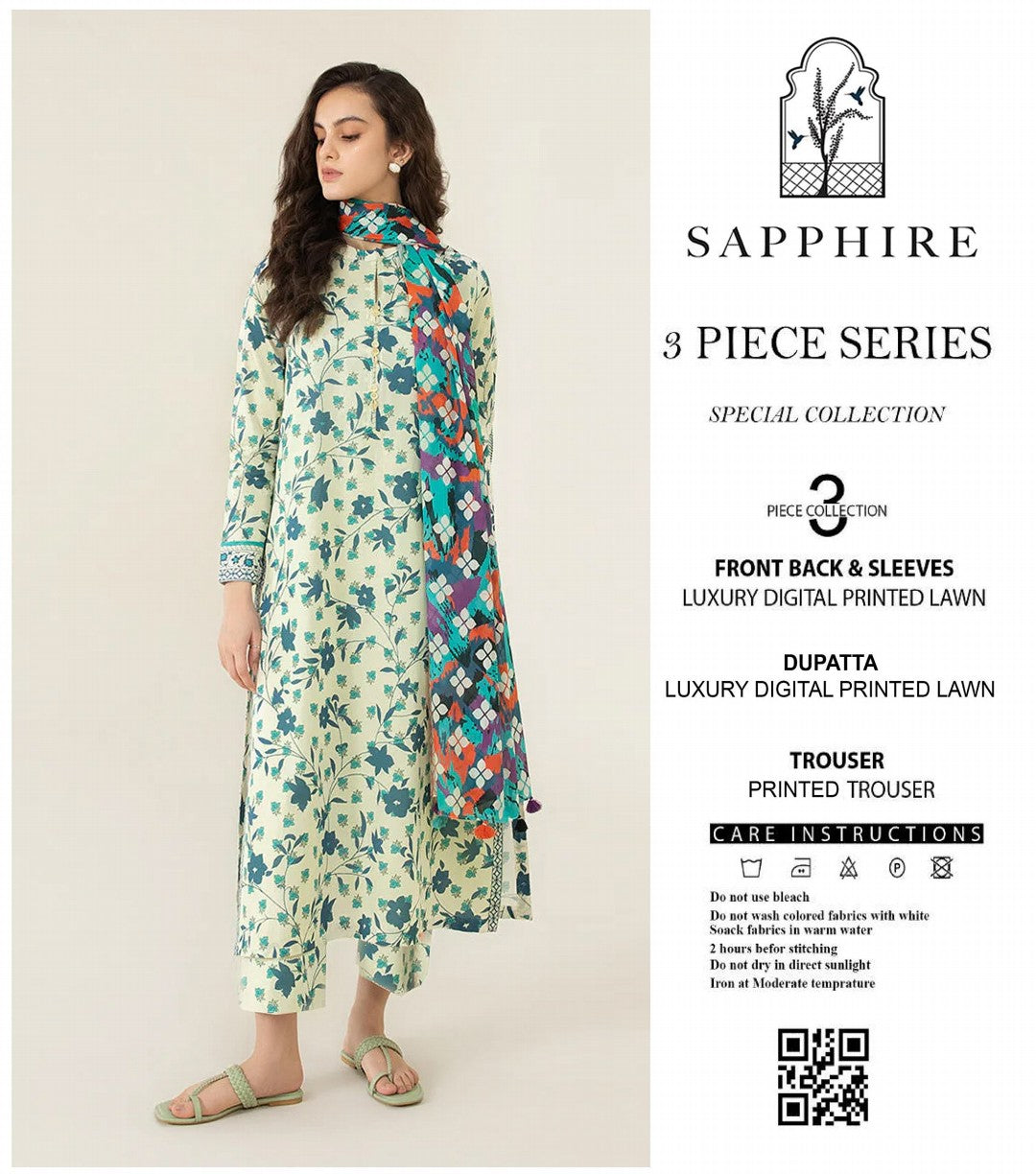 Sapphire Flora Unstitched Lawn 3 Pieces in Wholesale Price 🔥❤️