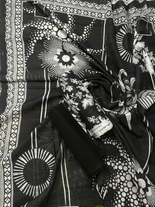 Sapphire D-1 Banadora Lawn B/W Unstitched 3pcs Collection