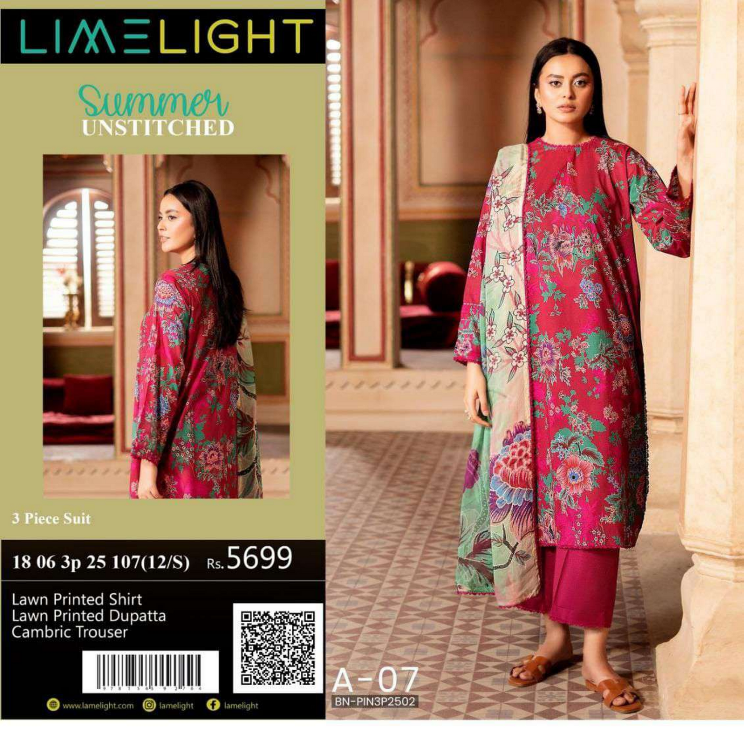 🌸 LIMELIGHT 🌸☀️ Summer 2025 ☀️💎 3 Piece Unstitched Lawn 💎