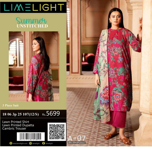 🌸 LIMELIGHT 🌸☀️ Summer 2025 ☀️💎 3 Piece Unstitched Lawn 💎