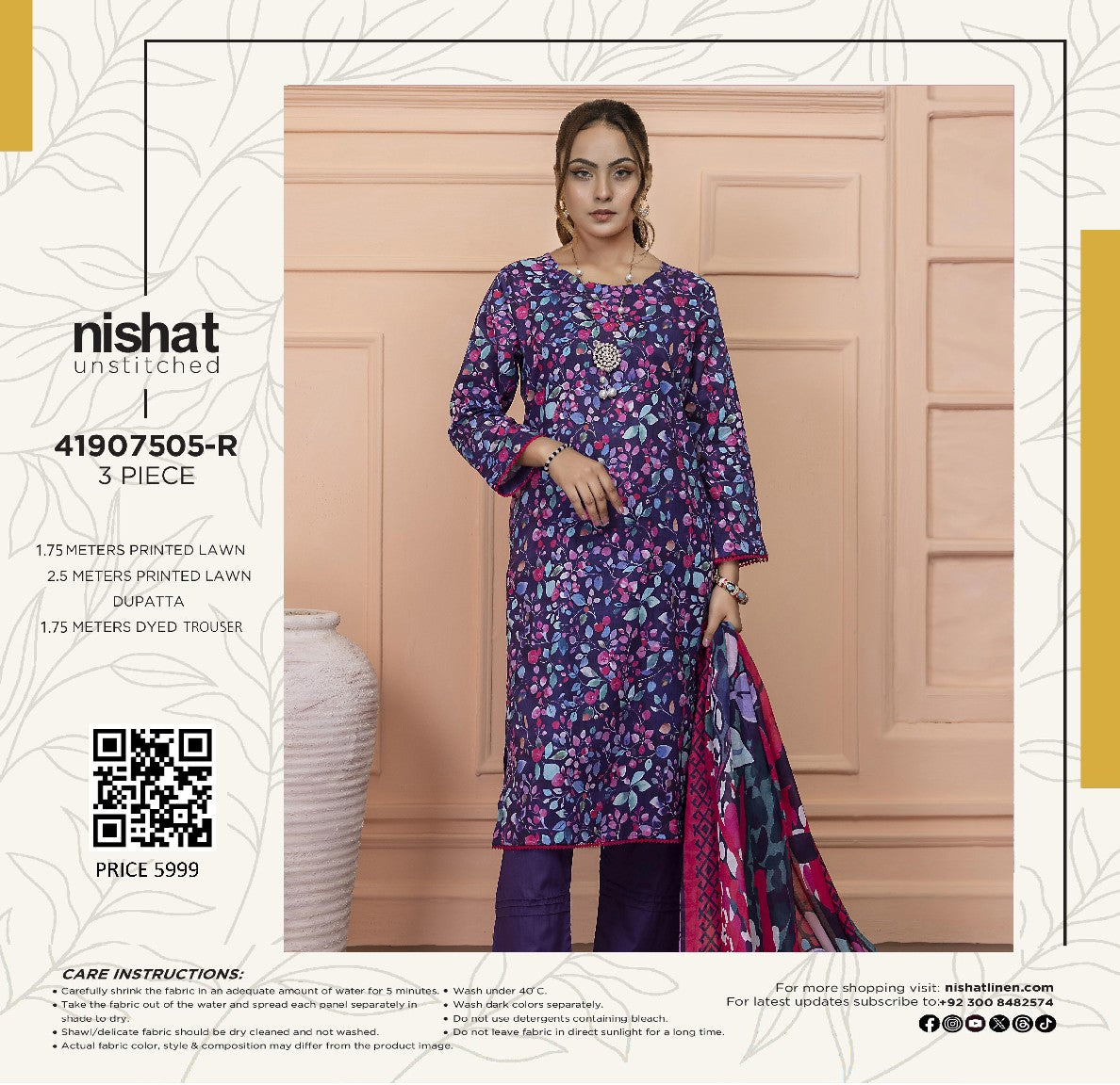 Nishat Printed Lawn 3P In Wholesale Price