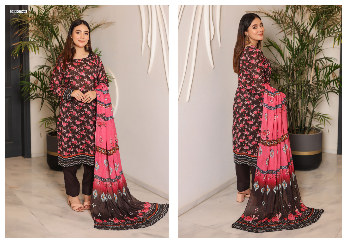 JAWED ARTS ZEBTAN –  3PC UNSTITCHED SUIT Design: 10