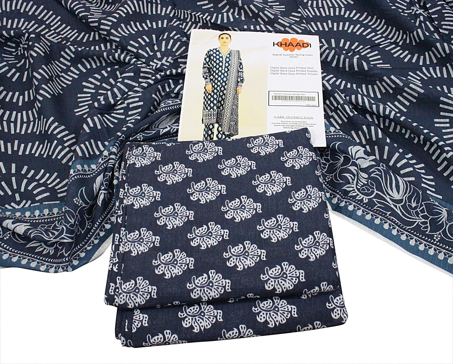 KHAADI Doria Stripe 3P Unstitched Ladies Suit
