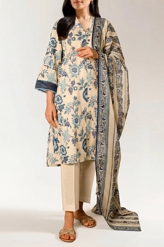 Saya Beige 3PCs Printed Lawn Unstitched Collection
