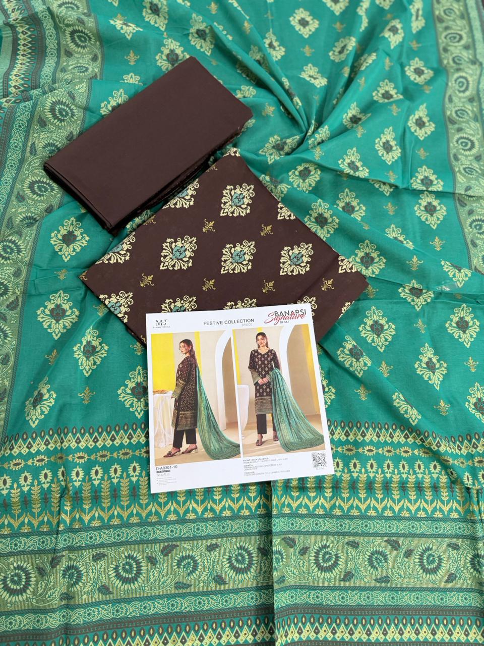 BANARSI BY MJ SIGNATURE DIGITAL PRINTED 3PC LAWN COLLECTION Design #D-A0301-10