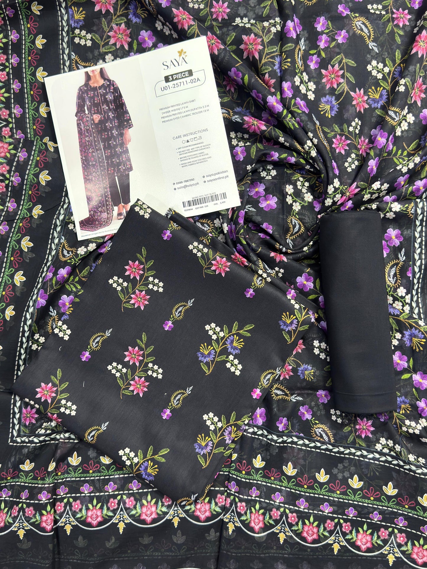 Saya 3 Piece Premium Lawn Collection D.C:U01-25711-02A