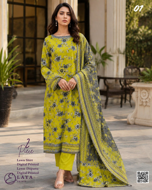 Elaya Prints 2PC Unstitched Collection S+D