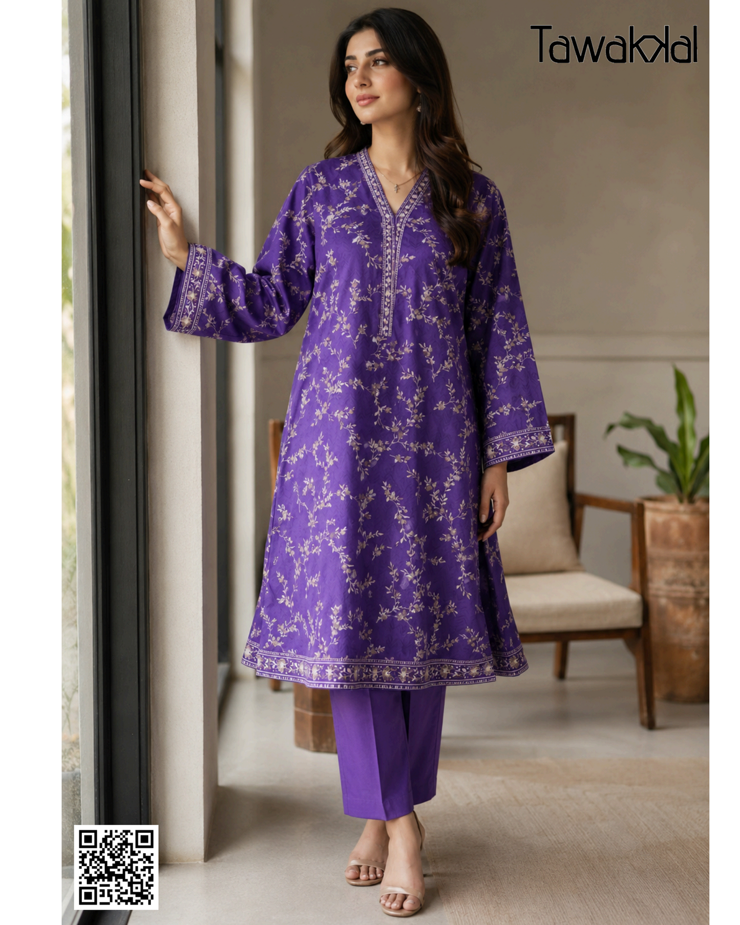 Tawakkal Purple-Gold Stitched 2-Piece