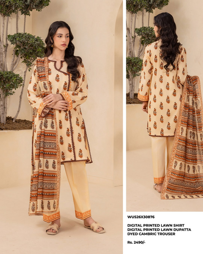 ZELLBURY Unstitched Lawn Collection 2026 Design #WUS26X30876