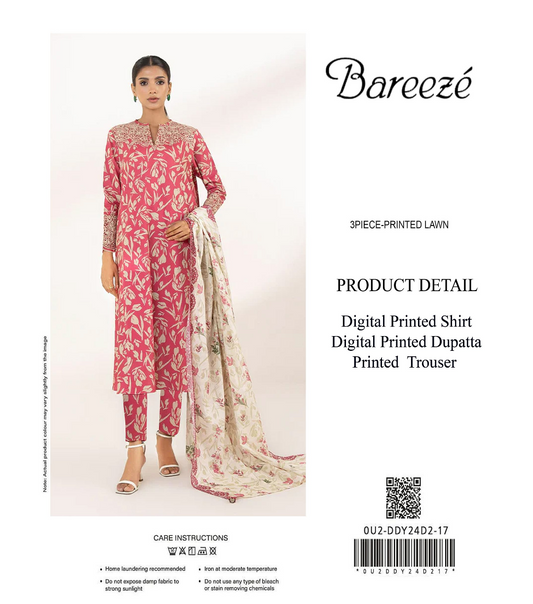 Bareezé Copy Unstitched Lawn 3 Pieces ❤️🔥
