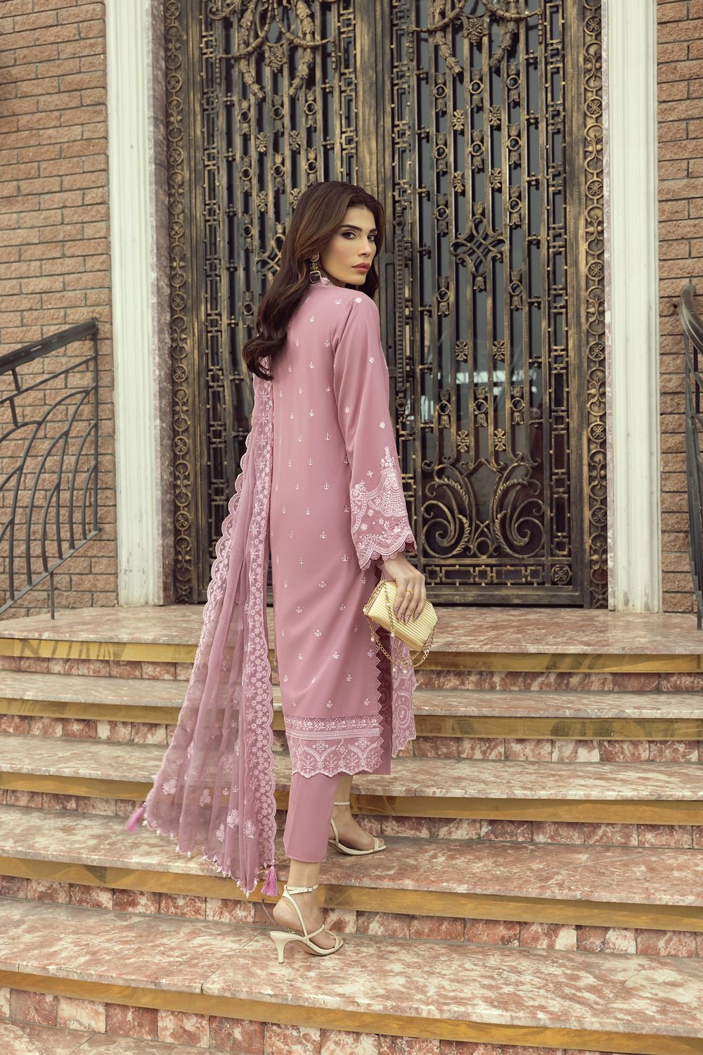 Lakhany T-Pink Eid Collection Unstitched ChikanKari 3 Piece 🔥