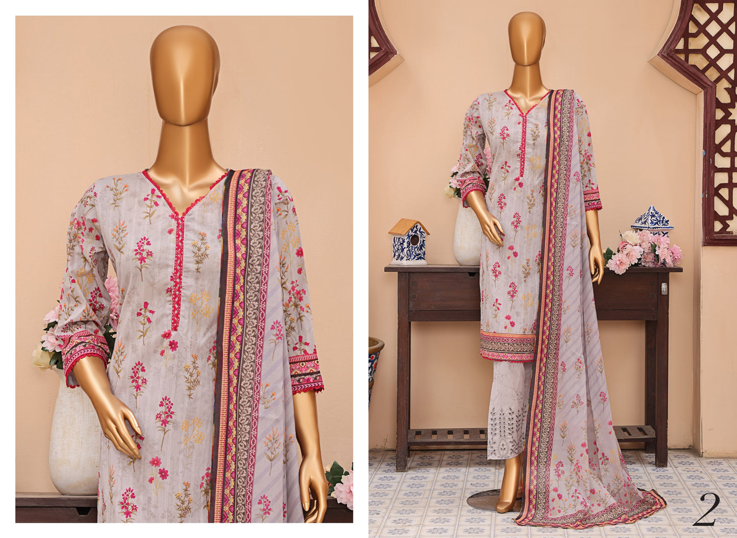 ZEENAT By MTF 100% ORIGINAL CHIKENKARI TROUSER 3PCS 👌🌼❤️