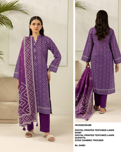 ZELLBURY Unstitched Lawn Collection 2026 Design #WUS26X30488