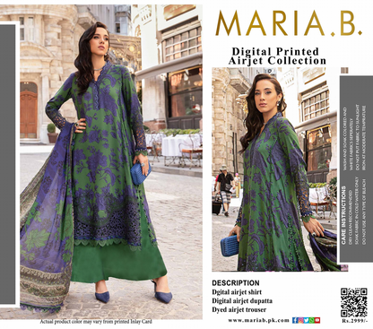 Maria.B Unstitched Printed 3PCs