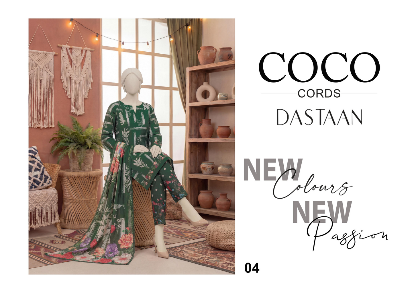 COCO CORDS BY DASTAN Unstitched Original Lawn 3 Piece Collection Designs #4
