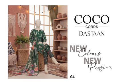 COCO CORDS BY DASTAN Unstitched Original Lawn 3 Piece Collection Designs #4