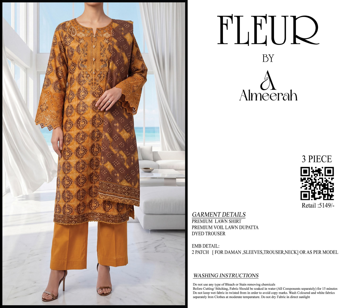 Fleur By Almeerah - Zest Aura – Digital Chundri Lawn