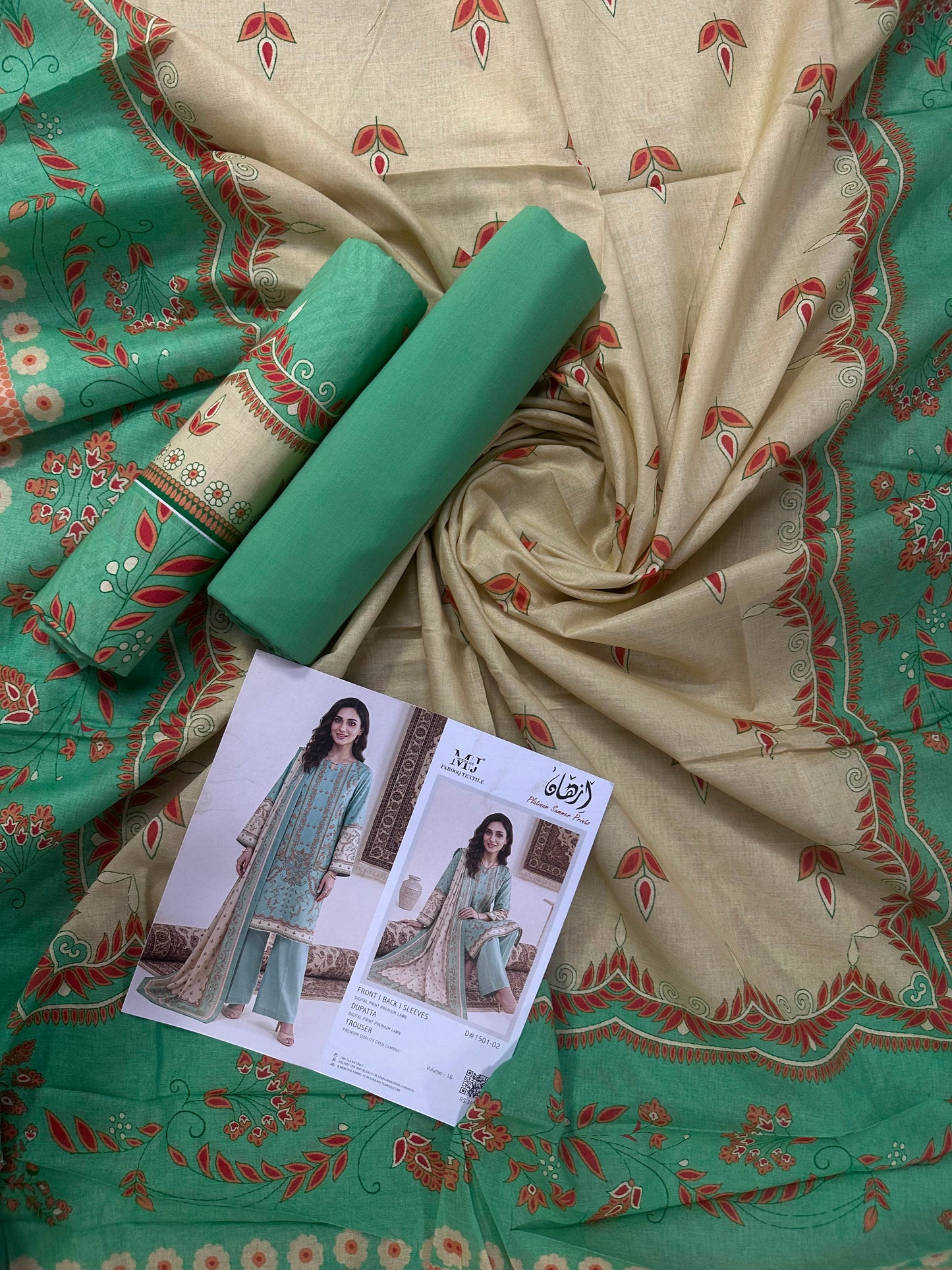Izhaan MJ - 3pcs Sea Green D-02 Printed
