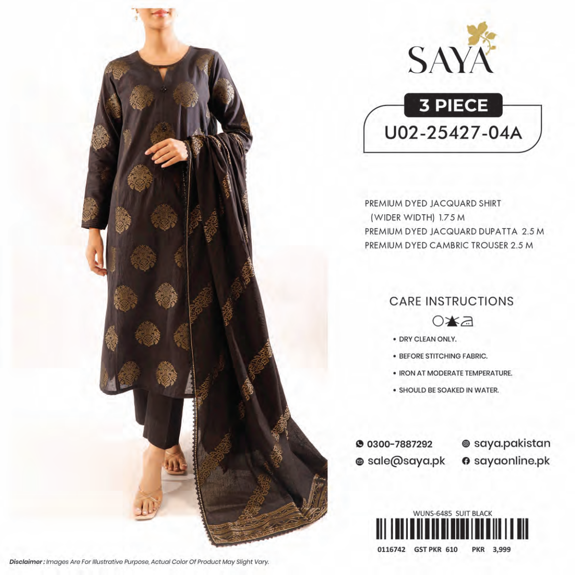 Saya Unstitched Jacquard 100% Original Cotton 3 PCs Suit In WHOLESALE PRICE 💯✨