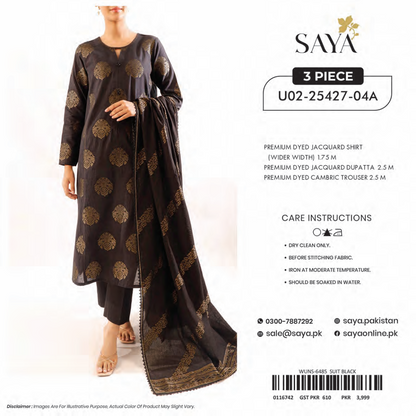 Saya Unstitched Jacquard 100% Original Cotton 3 PCs Suit In WHOLESALE PRICE 💯✨