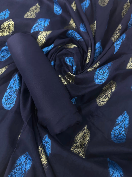 Jacquard Navy Blue Lawn 2 Pcs Collection