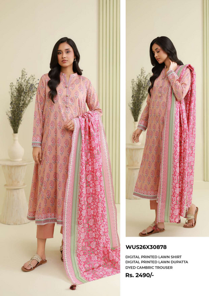 ZELLBURY Unstitched Lawn Collection 2026 Design # WUS26X30878