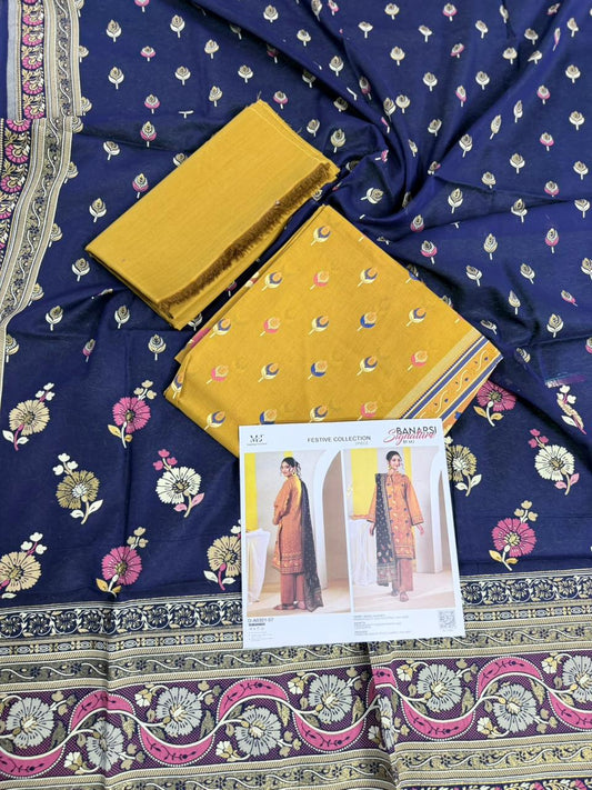 BANARSI BY MJ SIGNATURE DIGITAL PRINTED 3PC LAWN COLLECTION Design #D-A0301-07