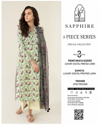 Sapphire Unstitched Lawn 3 Pieces in Wholesale Price 🔥❤️