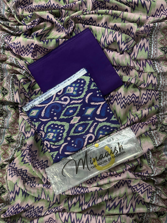 Minash D - 9 - 3PCs Unstitched Printed Lawn Collection