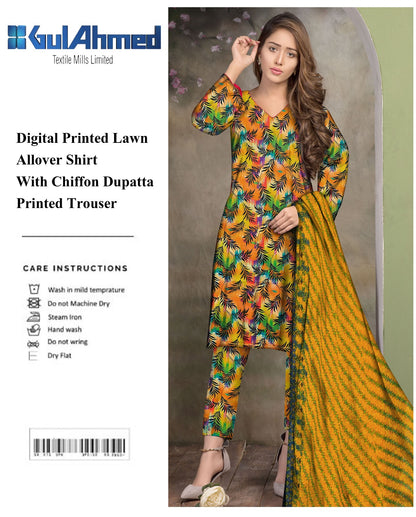 GulAhmed & Nishat Printed With Chiffon Dupatta 3P