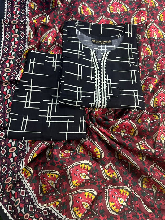 Saira Samina Black Line Stitch 3Pcs