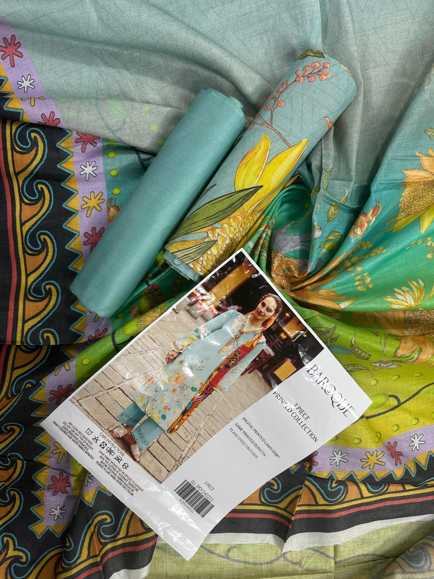 Baroque Aqua Printed Lawn 3-Piece