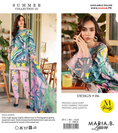 Maria.B Lawn Unstitched 3 Piece With Dyed Trouser/- 💞✨👌