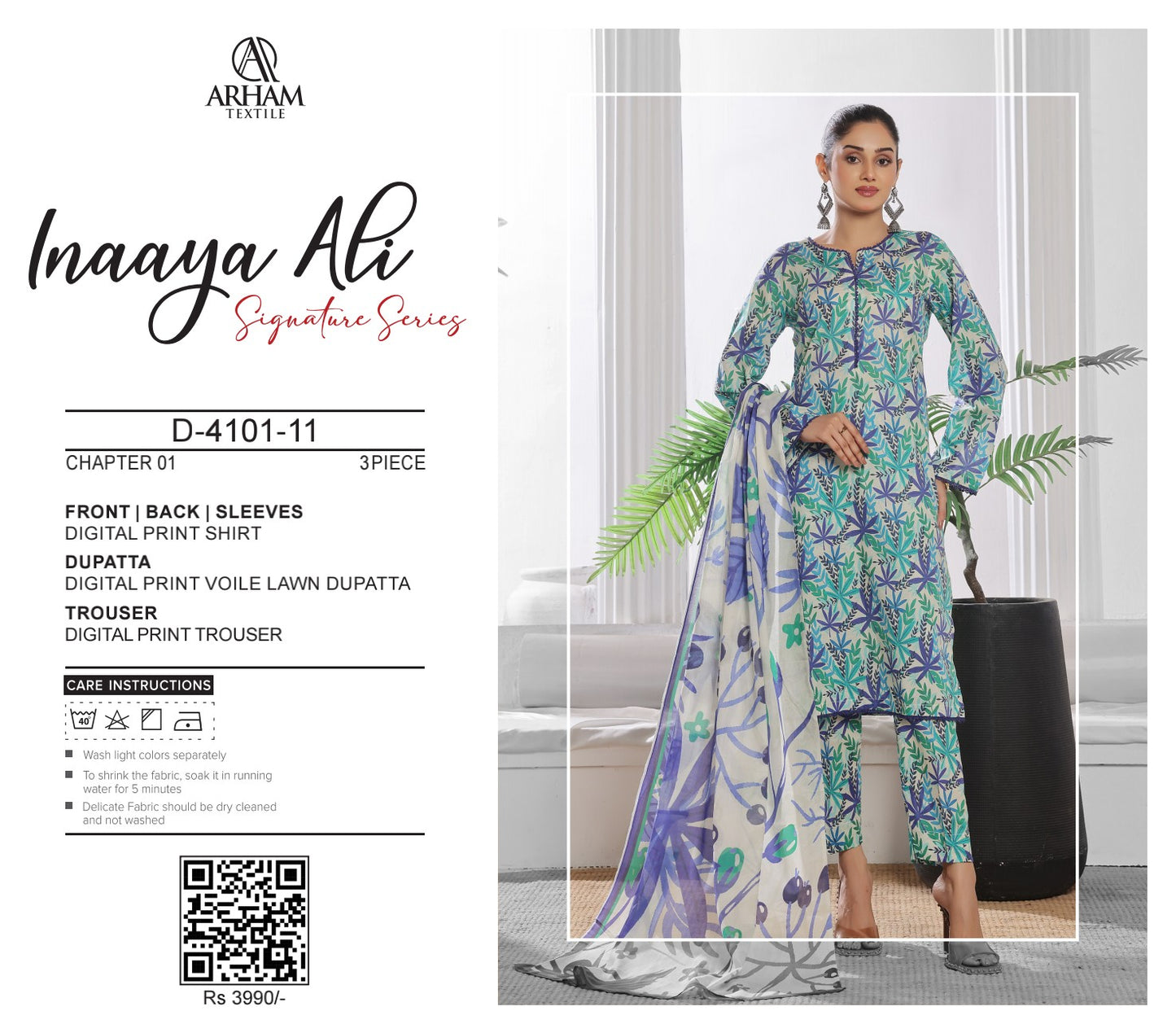 Inaaya Ali By ARHAM TEXTILE 3P