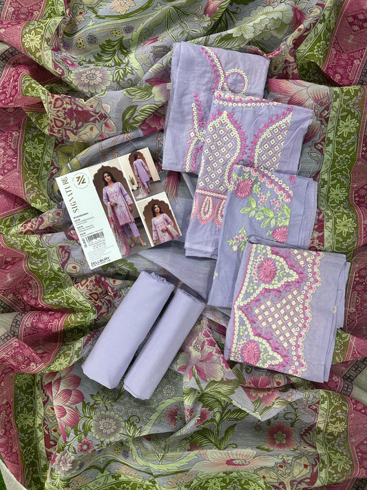 Zellbury Signature Unstitched 3PCs Collection D-C:- WUS25E30614