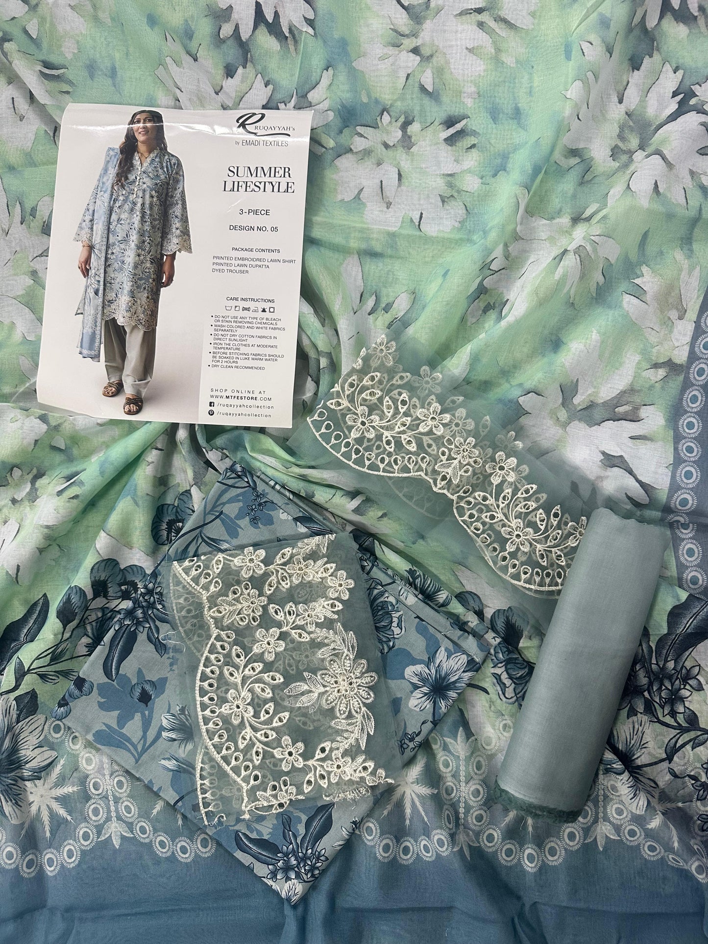 RUQAYYAHS – Digital Printed Embroidered Lawn Collection 2026 Design # 05