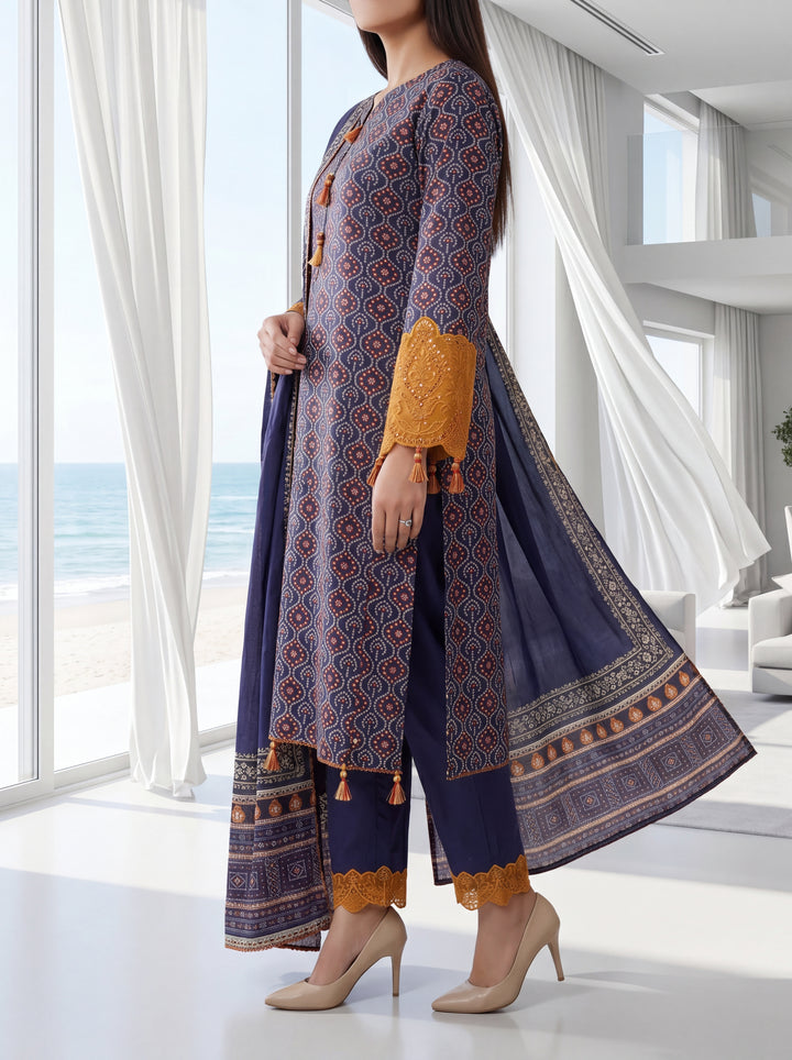 Fleur By Almeerah - Violet Dusk – Digital Chundri Lawn Unstitched Collection