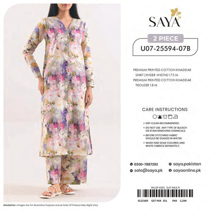 SAYA 100% ORIGINAL Unstitched Cotton Khaddar 2 Piece 🔥❤️