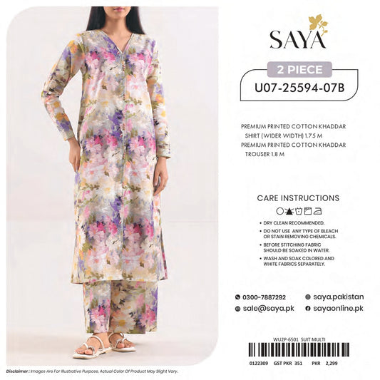 SAYA 100% ORIGINAL Unstitched Cotton Khaddar 2 Piece 🔥❤️