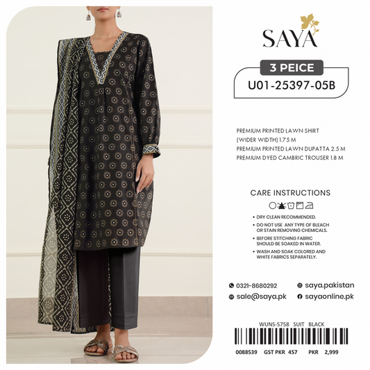 Saya Unstitched 100% Original LAWN 3P Suit In WHOLESALE PRICE 💯✨
